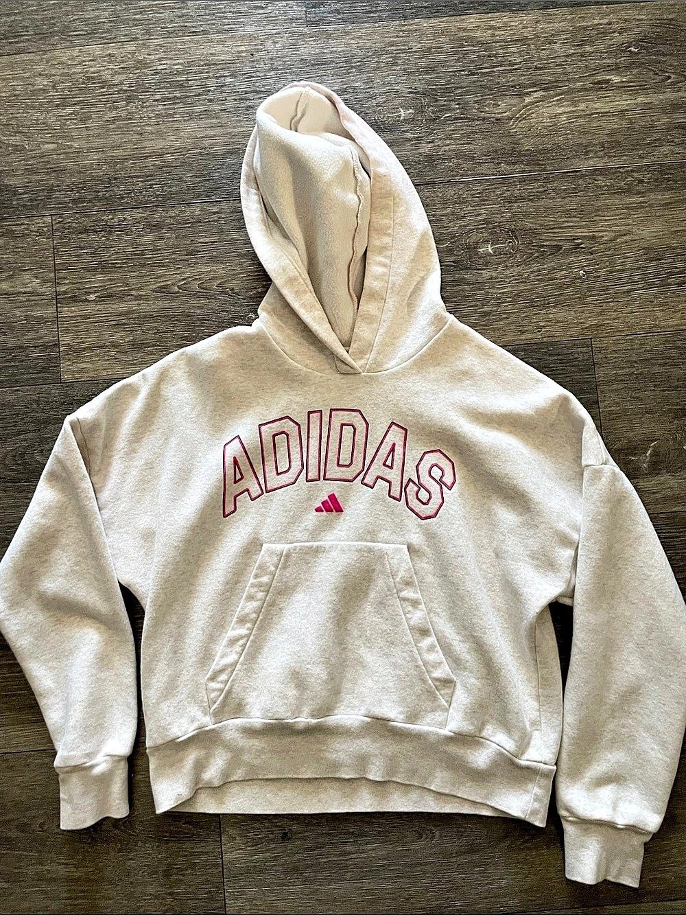 adidas Graphic Loose Hoodie Gray Loose Fit Size Large